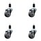 Service Caster 3'' Thermoplastic Rubber Wheel Swivel 1-3/8'' Expanding Stem Caster Set, 4PK SCC-EX20S314-TPRB-138-4 - alternate 1
